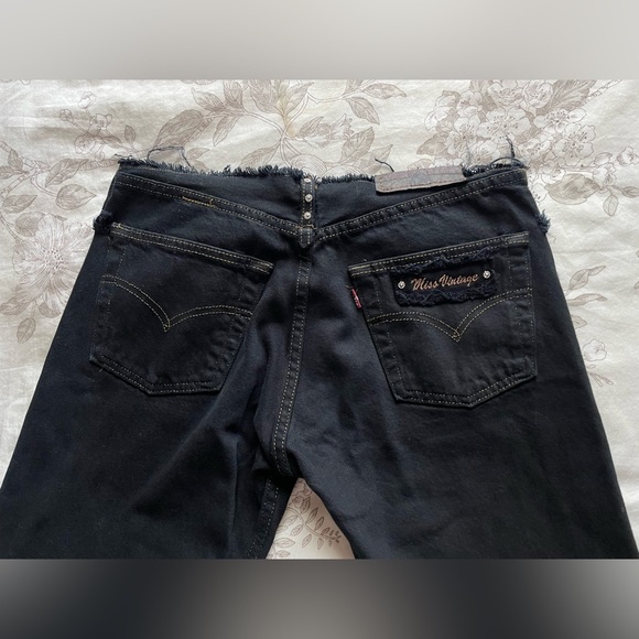 Vintage Y2K Upcycled Levi Flare Jeans Low Rise Embellished 28 Festival Bratz - Picture 8 of 14